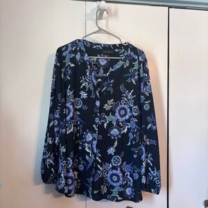 Lane Bryant Floral notched neck blouse